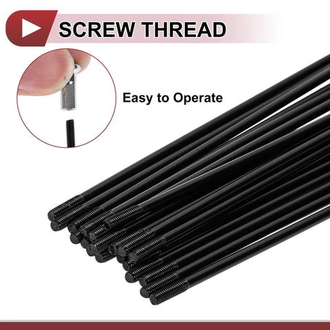 20 Pack 12G Bicycle Spokes 130mm Carbon Steel Black Set For Wheel Repair And Wheel Build Projects Durable Black Finish