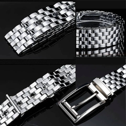 Stainless Steel Men's Belt With Pin Buckle Heavy Duty Metal Belt For Jeans And Casual Wear Outdoor Punk Goth Style Durable Stainless Steel Construction Adjustable 120CM 47.3 Inches