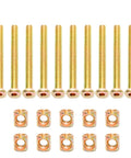 Ten Pack M6 X 60mm Barrel Nut And Bolt Set For Furniture Gold Galvanized Hex Head And Shaft Carbon Steel Universal Hardware Kit