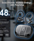 Bluetooth 5.3 Wireless Earbuds With ENC Microphone Deep Bass IPX7 Waterproof 48 Hour Playtime Secure Earhooks LED Display