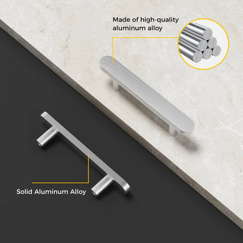 10 Pack Brushed Nickel Cabinet Handles Four And Three Quarters Inch Length With 3 Inch Center To Center Holes Durable Aluminum Drawer Pulls