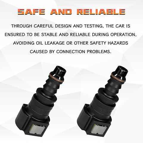 JYIS 2-pack fuel line quick connectors, two black 90-degree push-on fittings with O-rings for 3/8 SAE to 5/16 nylon tubing