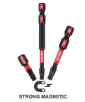 Three GENXURN 2-in magnetic T25 Torx bits set; S2 alloy steel, red and black, front view