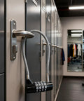 Heavy Duty 4 Digit Combo Cable Lock With Resettable Braided Steel Wire And Smooth Protective Jacket secured on a locker.