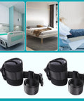 4-Piece Medical Restraint System For Senior Care, black ankle and wrist straps with hospital bed safety setup, adjustable fit