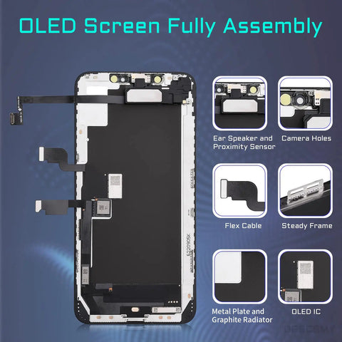 OLED Screen Replacement For iPhone XS Max 6.5 Inch Full Assembly With Front Speaker Proximity Sensor And 3D Touch Digitizer