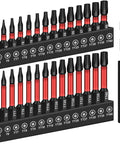 Security Torx Bit Set For Impact Driver, 29 PCs, T5 To TT40, S2 Steel, 1In And 2In Bits, Magnetic Holder in black organizer