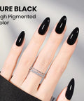Two-Color Black White Gel Nail Polish Kit HEMA-Free Soak Off UV Gel Set shown on hand with black gel nails and ring