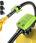 Rechargeable Fuel Transfer Pump With 6000mAh Battery, 3.2 GPM High Speed, green pump with hose and three adapters