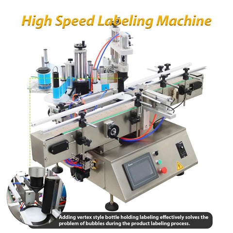 Automatic Desktop Labeling Machine Killer Speed Label Applicator For Square Round And Hexagonal Bottles Smooth Operator with bottle holder.