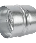 Built Tough Straight Up Four Inch Galvanized Steel Duct Connector Solid Round Ventilation Coupler close-up view of metal sleeve