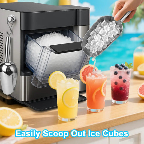 Heavy Duty Stainless Steel Ice Scoop With Magnetic Hook For Freezer Built To Last Rust Resistant 304 Stainless Steel