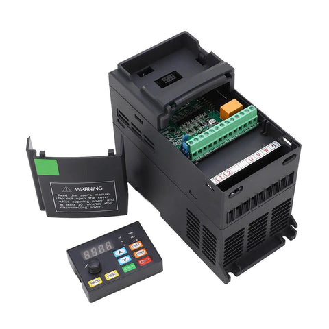 2.2KW Variable Frequency Drive VFD Three Phase 380 To 440V Inverter With PWM Control Aluminum Heat Sink Low Noise Motor Speed Controller For Pumps Conveyors Mixers And Industrial Equipment, open cover