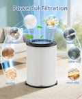 Image showing VF4000 Replacement Vacuum Filter 2 Pack For Wet Dry Vacs, highlighting filtration of lint, pollen, smoke, and more.