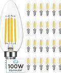 24 Pack B11 Candelabra LED Light Bulbs 100 Watt Equivalent 800 Lumens 5000K Crisp Bright White 7W Dimmable Chandelier Bulbs