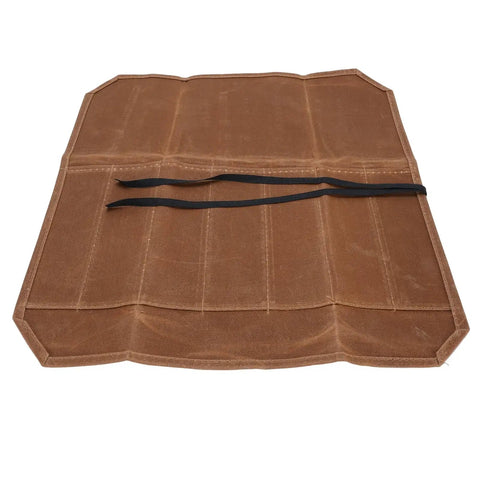 Open Waxed Canvas Chef Knife Roll Bag Seven Slots Lightweight Knife Carrier For Kitchen Chefs Outdoor Camping And Picnics