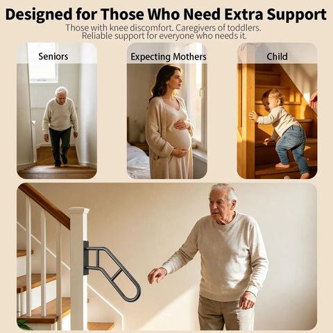 Rock Solid Wall Mount Handrail For One To Three Steps Outdoor Hella Durable Safety Railing, supporting seniors and families.