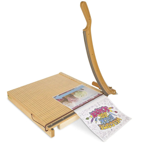 Heavy Duty Guillotine Paper Trimmer With 18 Inch Cutting Width And Self Sharpening Steel Blade For Dead Nuts Cuts Daily Office Projects Built Slick On Solid Maple Base With Legit 15 Sheet Handling That Works Like A Charm Every Day