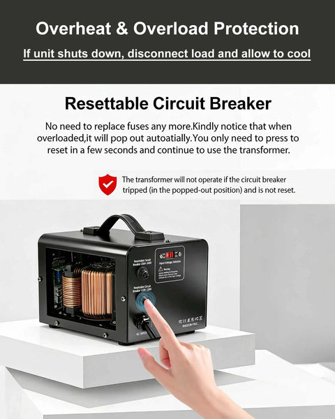 1500W Voltage Converter Transformer 110V To 220V And 220V To 110V Step Up Down Power Adapter with circuit breaker