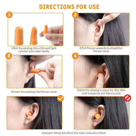 Step-by-step guide for using 200 Pair Pack Ultra Soft Corded Foam Ear Plugs For Sleeping All Night And Loud Noise Reduction, 32dB NRR.