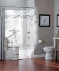 Modern bathroom featuring Chrome 24 Inch Designer Shower Grab Bar With Curled Grip, Heavy Duty Bathroom Safety Rail Up To 500 Lbs