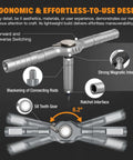 42 In 1 Magnetic Ratchet Screwdriver Set with ergonomic aluminum T-handle, showing forward-reverse switch and magnetic interface.