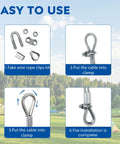 60 Piece M3 Stainless Steel Wire Rope Clip Clamp Set With Thimble And Aluminum Crimping Loop Sleeve For Outdoor Use instructions