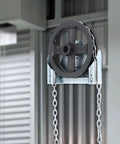 Garage Door Jackshaft Chain Hoist 1 To 1 Reduced Drive, 331 Lbs Capacity, mounted beside roll-up door for smooth operation