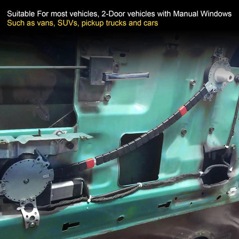 Universal Electric Power Window Lift Regulator Conversion Kit with Switches Wiring and Hardware for 2 Door Pickup SUV Truck Van Car