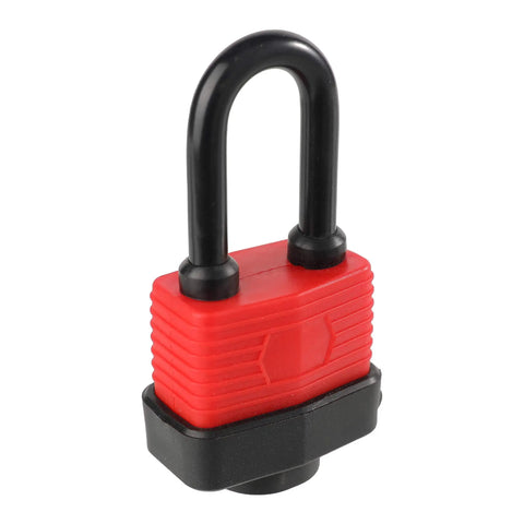 Beefy Heavy Duty Laminated Steel Padlocks Keyed Alike Waterproof Outdoor Locks One and Nine Sixteenths Inch Wide Body Long Shackle
