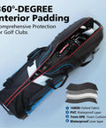 Travel Golf Bag With Wheels Hard Case Top Waterproof 1680D Oxford Heavy Duty Shield Protecting Clubs Lightweight and Easy to Maneuver Blue