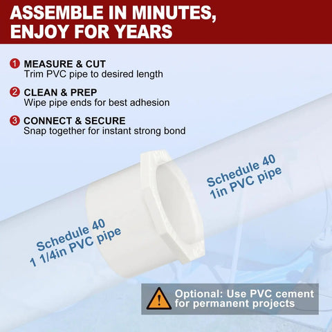 10 Pack One And A Quarter Inch To One Inch PVC Reducer Bushing Fittings Socket To Socket Schedule 40 Furniture Grade Budget Friendly Durable For Home Plumbing Sewer Irrigation And Industrial Pipe Connections, Schedule 40 PVC pipe joiner