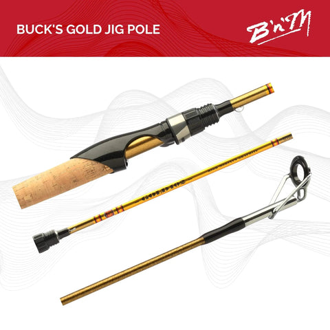 Gold Finish 10-Foot Two-Piece Jig Pole For Finesse Presentations, Ultra Lightweight Jigging Rod Perfect For Freshwater Angling