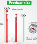 3 Pack Stainless Steel Kitchen Thermometers With 5 Inch Stems And 1 Inch Dials For Oven Probes Meat Grill BBQ Cooking Milk Frothing Chocolate Water In Red Black White, product size view