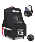 Car seat travel bag with wheels, black; Amazon MCBD with reflective strips for booster seats
