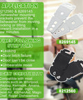 Dishwasher Mounting Brackets Kit With Screws For Easy Install And Durable Hardware, showing 8212560 and 8269145 brackets with compatibility list.