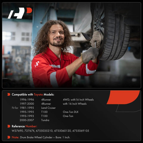 Mechanic fixing wheel with Rear Drum Brake Wheel Cylinder Kit 2 Piece Set For Toyota Tundra 2000 2007, 4Runner 1996 2000
