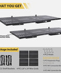 2 Pack 2x4 Foot Wall Mounted Garage Shelves With 4 Hooks Tough As Nails Heavy Duty Storage Racks Floating Wall Shelves Holding Up To 280 Lbs Per Shelf Maximum Garage Organization And Floor Space Saver, shown with included brackets and accessories
