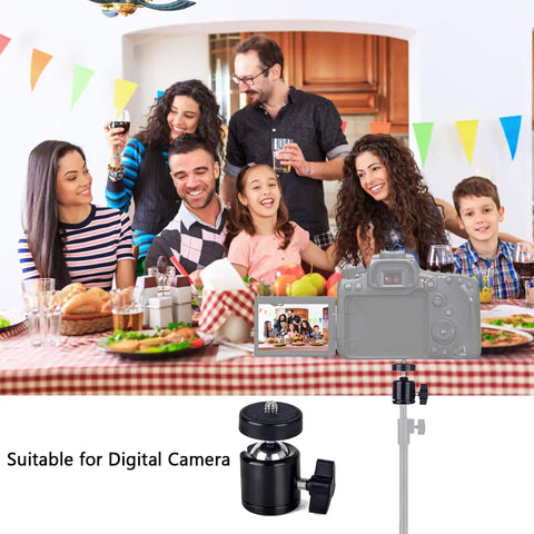 Quad Pack Quarter Inch Swivel Mini Ball Head Mount for Tripods and Stands 360 Degree Rotating Base Adapter, black aluminum, digital camera use