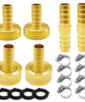 Branded Garden Hose Repair Kit With 6 Premium Brass Barb Connectors And Fittings For Quick Fixes, Including Female Male Adapters And Stainless Steel Clamps To Fix Leaks And Extend Hose Life Today. Brass hose repair kit with 6 barb fittings and clamps