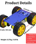 Dope Smart Robot Car Chassis Kit With Speed Encoder TT Motors 4WD Leaf Texture Wheels Metal Panel Platform