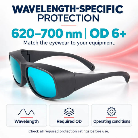 Premium Red Laser Blocking Safety Glasses For Kick Ass Eye Protection During 620 To 700Nm Red Light Therapy With OD6 Plus Optical Density
