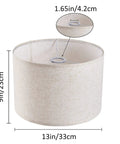Set Of 2 Linen Drum Lamp Shades For Table And Floor Lamps, 13 Inch Diameter, 9 Inch High, Fits E26/E27 Socket, Spider Fitter