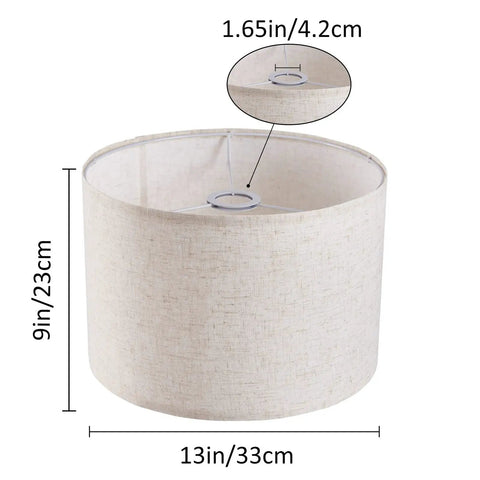 Set Of 2 Linen Drum Lamp Shades For Table And Floor Lamps, 13 Inch Diameter, 9 Inch High, Fits E26/E27 Socket, Spider Fitter