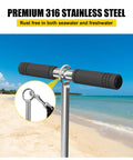 Premium 316 stainless steel handle of 31 Inch Boat Sand Anchor designed for rugged use in shallow water settings.