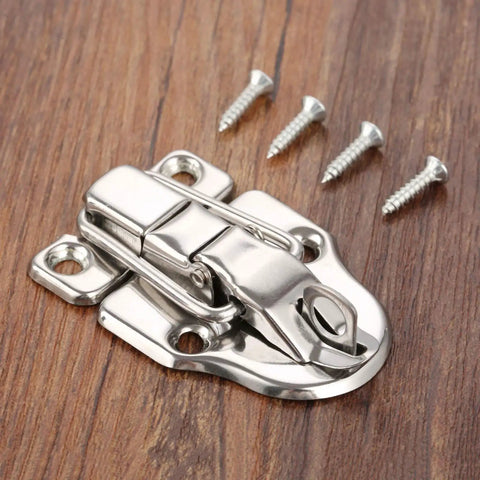 Vintage Style Key Hasp Lock For Jewelry Boxes And Suitcases, Durable Zinc Alloy Hardware with screws for easy installation