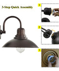 Two Pack Oil Rubbed Bronze Outdoor Wall Sconces With Clear Seedy Glass Farmhouse Exterior Light Fixtures 13.25 Inch Porch Barn Patio Doorway Entryway Lighting Built Tough Weatherproof Outdoor Use showing assembly steps