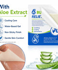 Burn Gel With Aloe For Minor Skin Wounds On The Go 40g Packet showing features like cooling, non-sticky, and soothing relief.