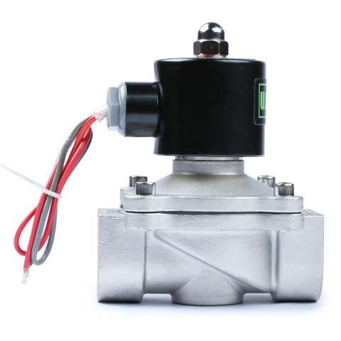 1 Inch 24V AC Stainless Steel Electric Solenoid Valve Normally Closed For Air Water Fuel With Viton Seals, front view.