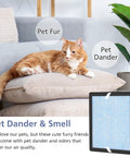 Three In One Replacement Filter For Air Purifiers Compatible With YIOU And Elechomes P1801 P1802 next to cat on cushions